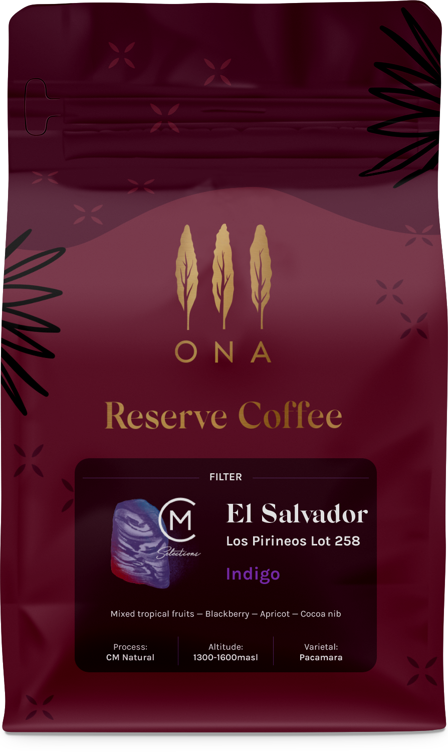 El Salvador, Los Pirineos Lot 258 indigo, CM Natural Pacamara