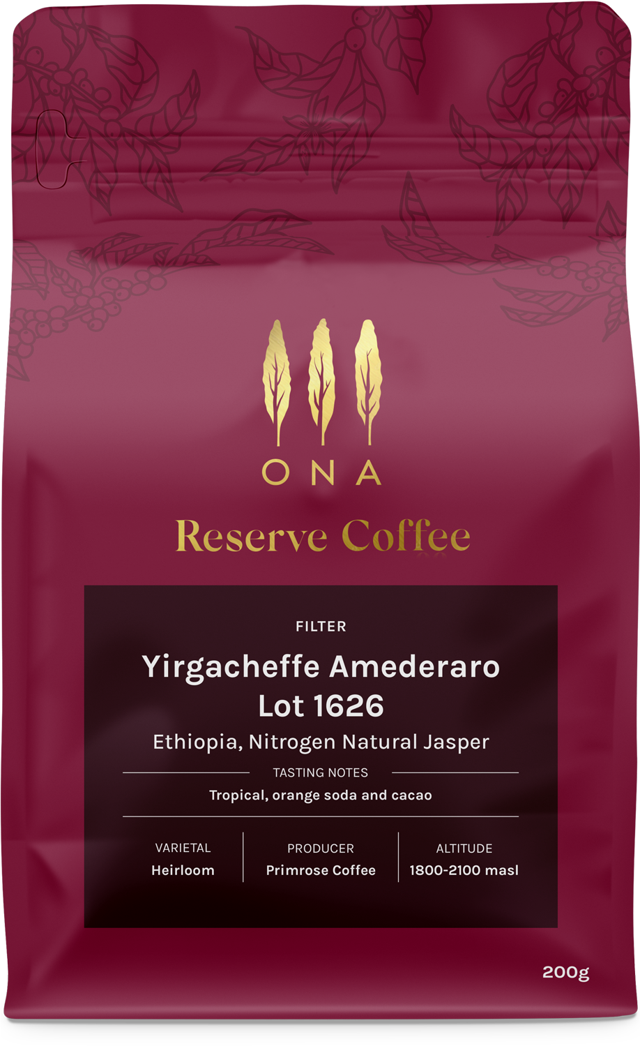Yirgacheffe Amederaro Lot 1626, Ethiopia, Nitrogen Natural Jasper