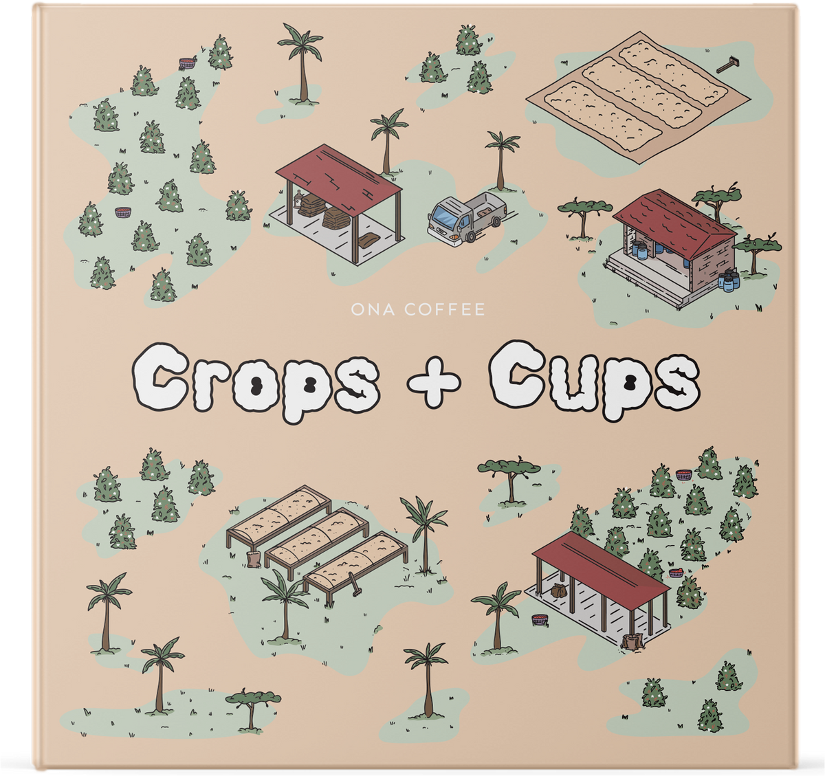 Crops + Cups board game box