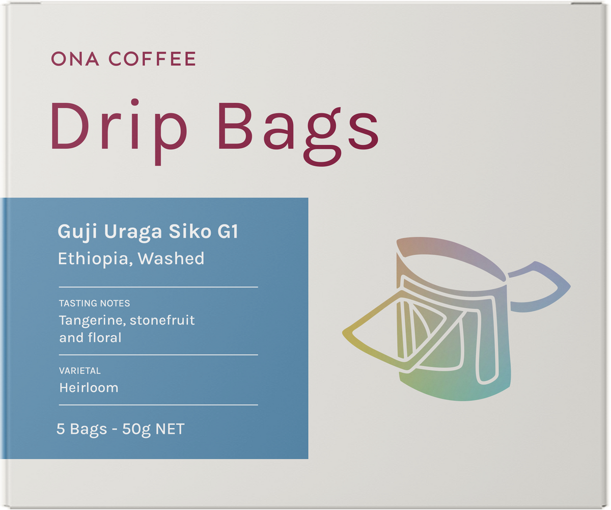 Filter Drip Bag Box - Guji Uraga Siko G1, Ethiopia, Washed - retail box of 5 drip bags