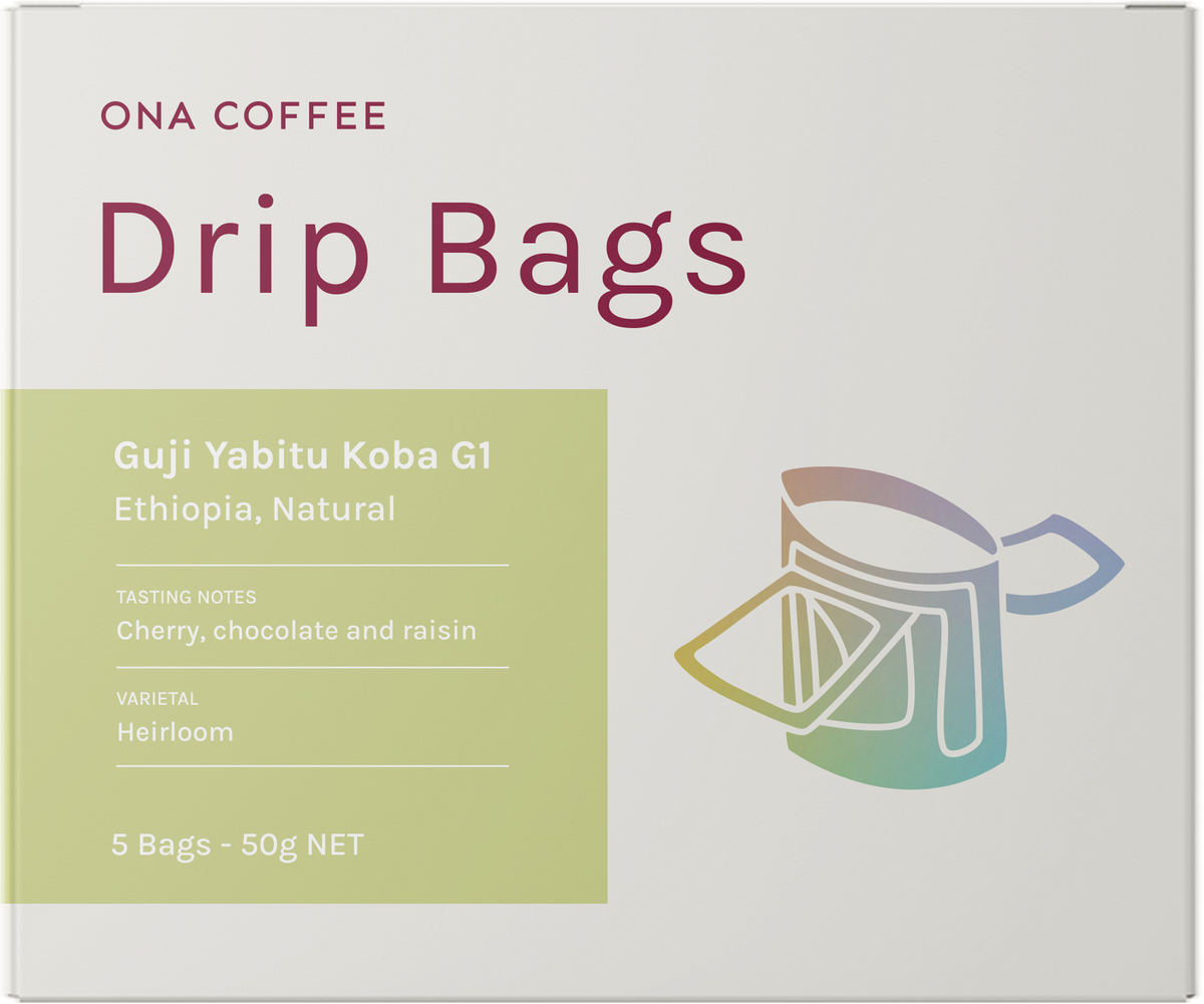 Filter Drip Bags - Guji Yabitu Koba G1, Ethiopia, Natural - retail box of 5 drip bags