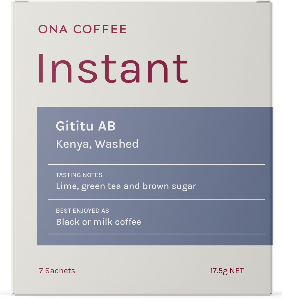 Instant Coffee - Gititu AB, Kenya, Washed - box of 7 sachets