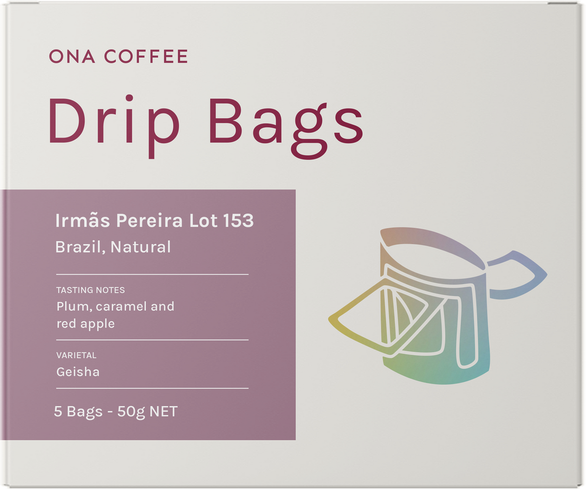 Filter Drip Bags - Irmas Pereira Lot 153, Brazil, Natural - retail box of 5 drip bags