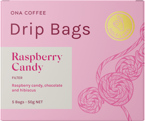 Filter Drip Bags - Raspberry Candy - retail box of 5 drip bags